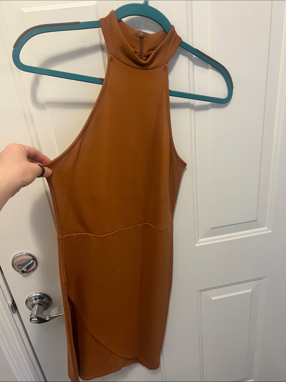 Forever 21 Rust Brown High-Neck Midi Dress Size Medium